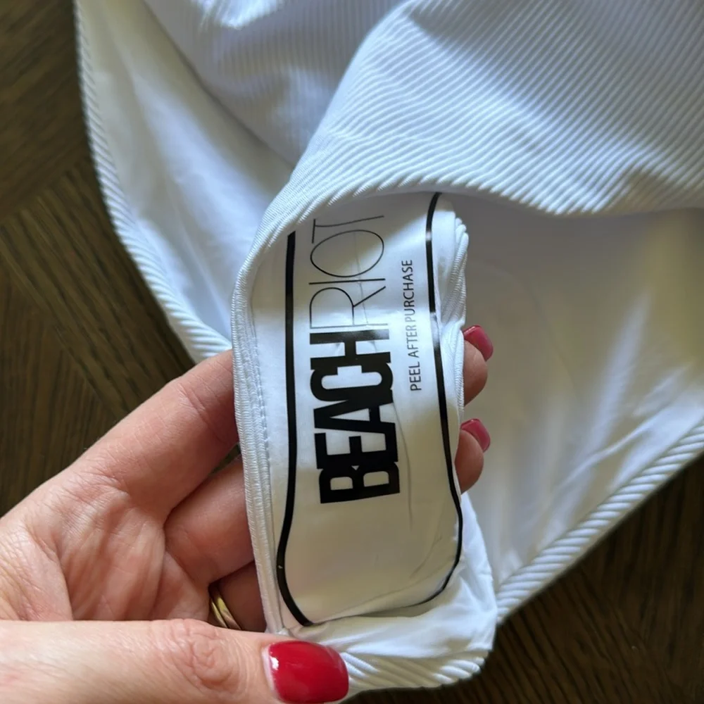 Beach Riot Sydney Belted One-Piece Swimsuit, White, Size Large, $168